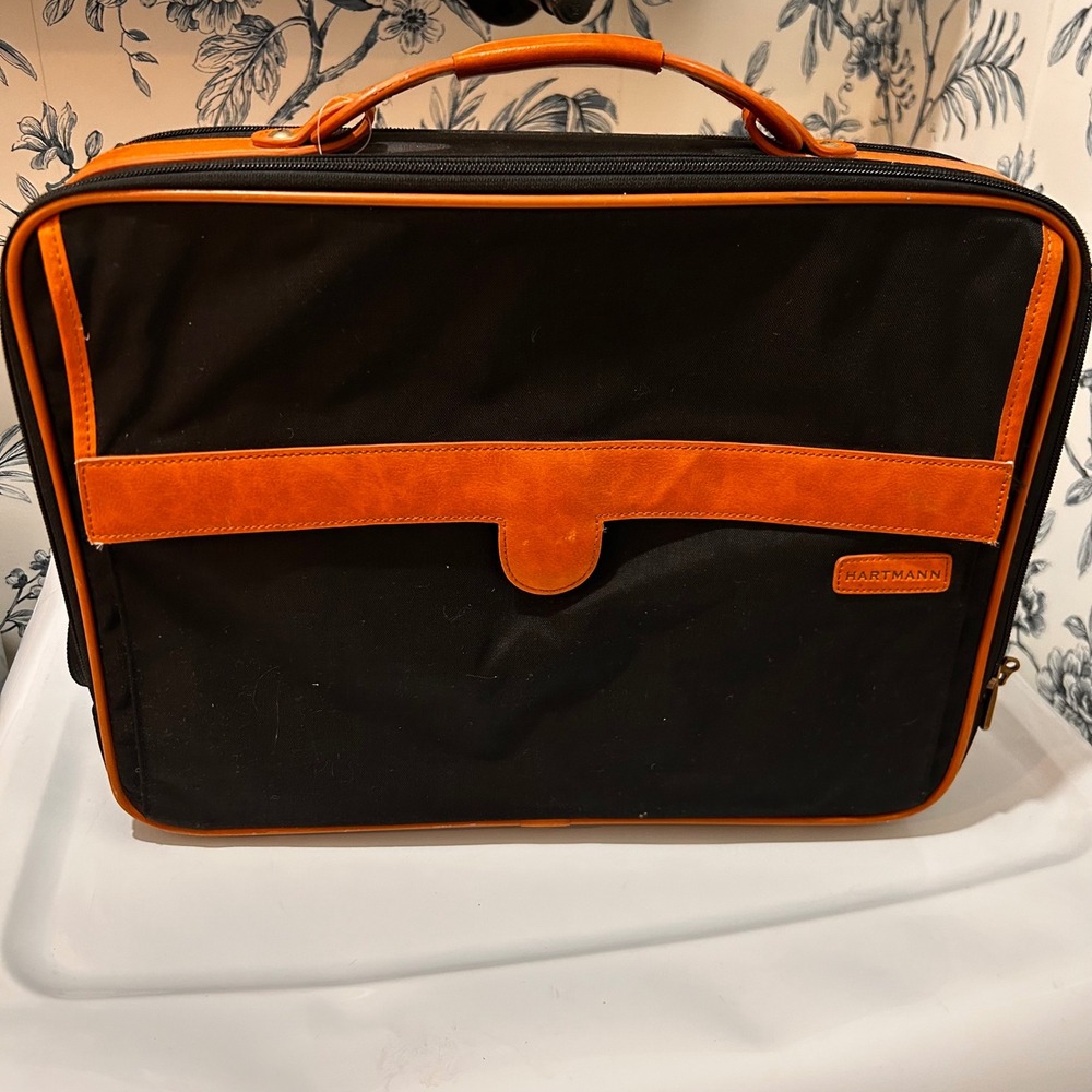 Hartmann Briefcase Leather Trim Messenger Laptop Bag‎ Shoulder Strap Heritage